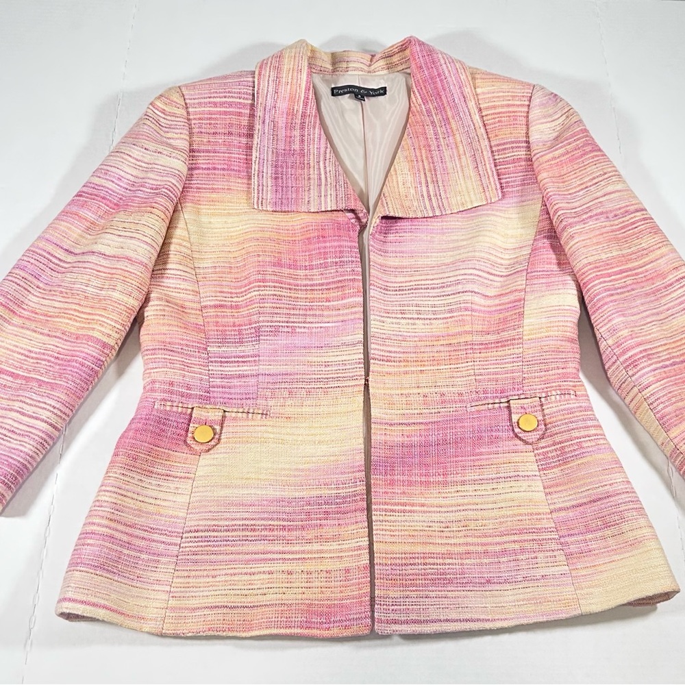 Vintage Tweed Blazer Peach Pink Yellow Jacket preppy Acedemia